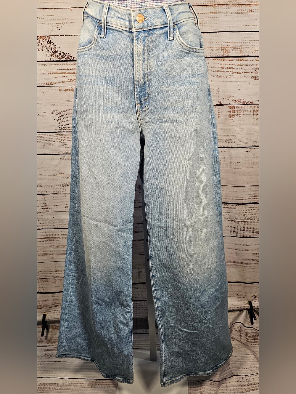 MOTHER Hustler Roller Sneak High Rise Wide Leg Jeans 28 Complete 360